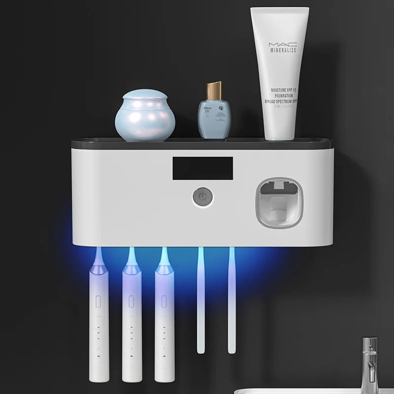 Intelligent UV Toothbrush Sterilizer & Automatic Toothpaste Dispenser