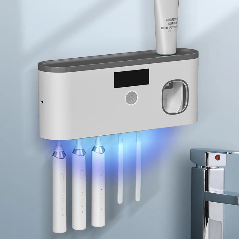 Intelligent UV Toothbrush Sterilizer & Automatic Toothpaste Dispenser